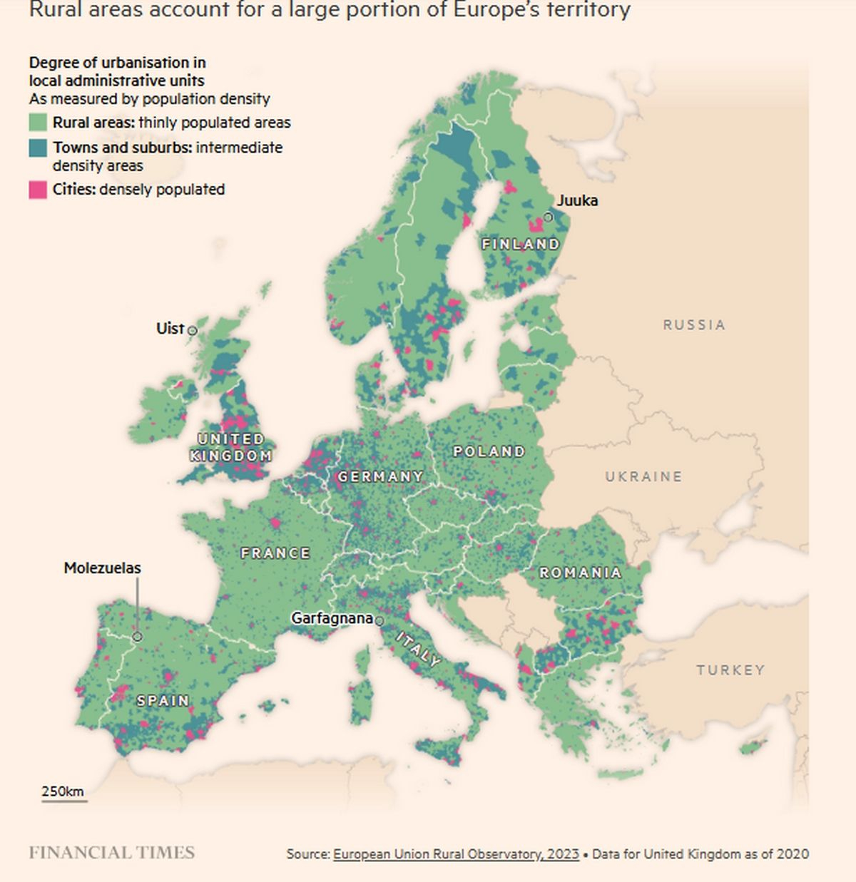 Οι αγροτικές περιοχές αντιπροσωπεύουν μεγάλο μέρος της ευρωπαϊκής επικράτειας