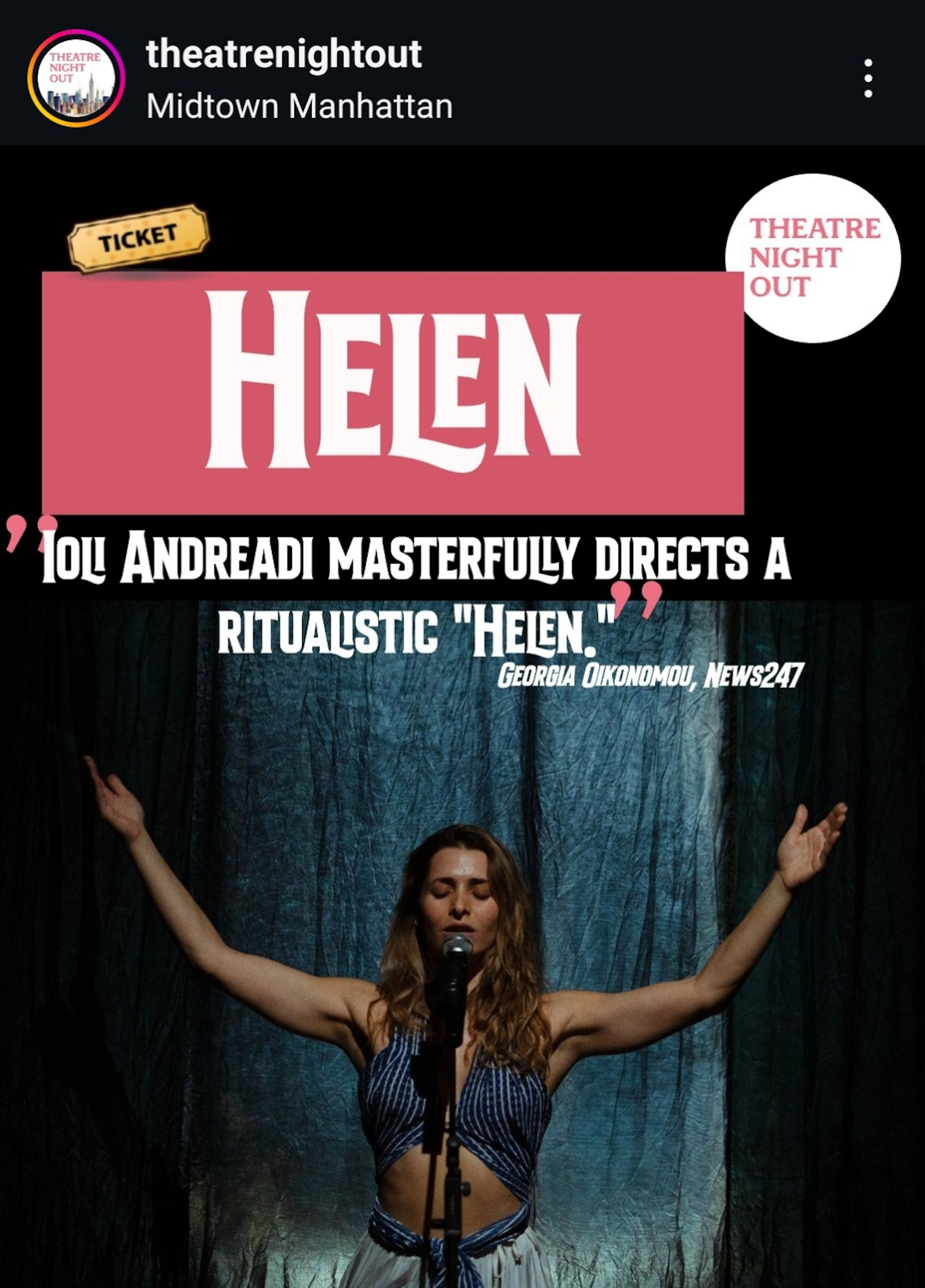 Δημοσίευμα του THEATRE NIGHT OUT