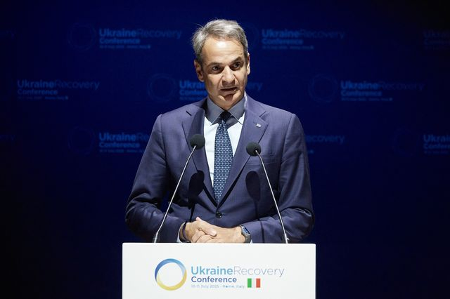 Ο Πρωθυπουργός Κυριάκος Μητσοτάκης στις εργασίες της Διάσκεψης για την Ανοικοδόμηση της Ουκρανίας, στην Ρώμη, Πέμπτη 10 Ιουλίου 2025.