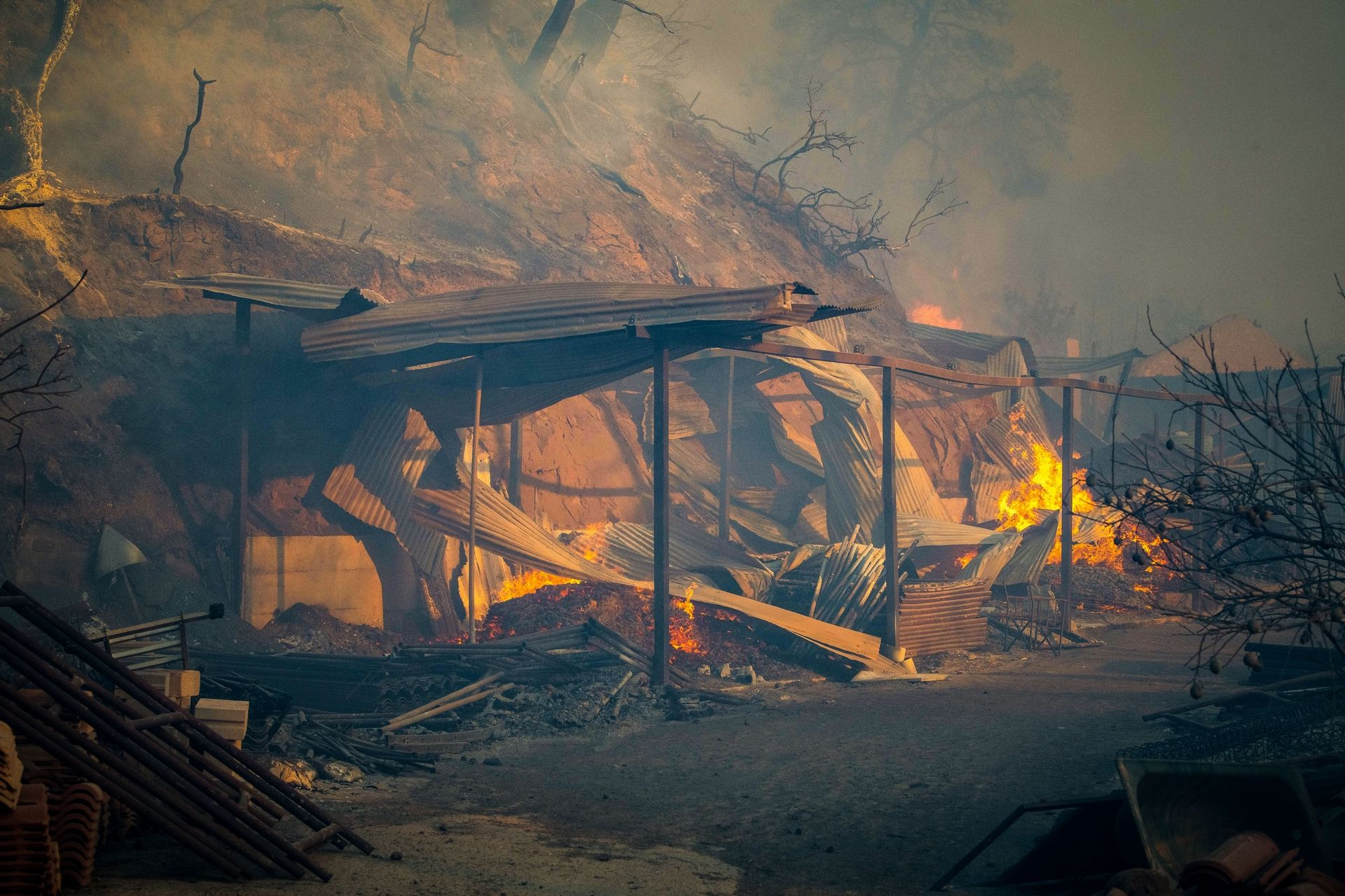 Η φωτιά στην Ηλεία κατέστρεψε αγροτικά σπίτια, αυτοκίνητα και αγροτικές εκτάσεις, ενώ κάηκαν πολλά ζώα