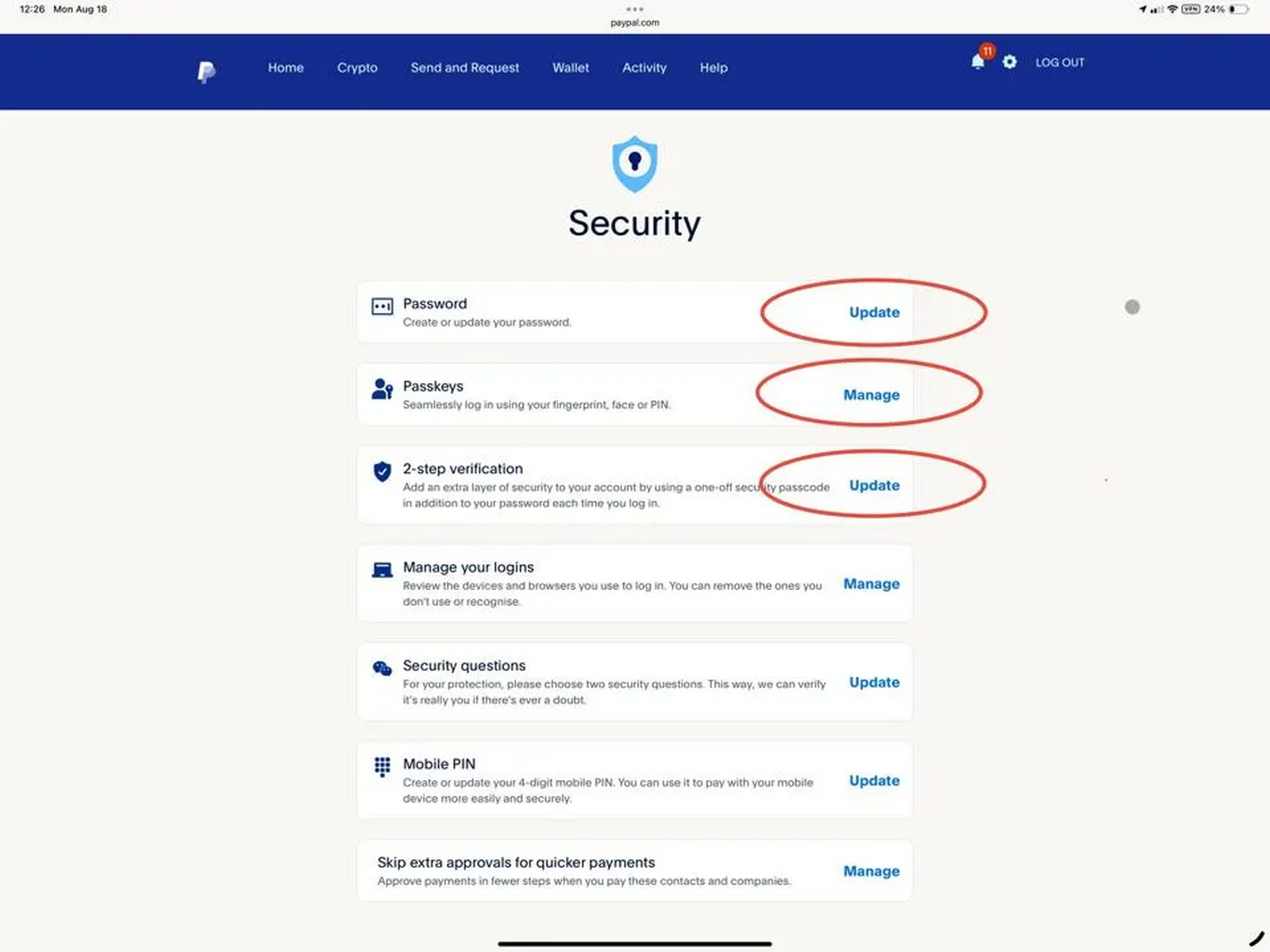Οι οδηγίες αλλαγής κωδικών πρόσβασης στο PayPal