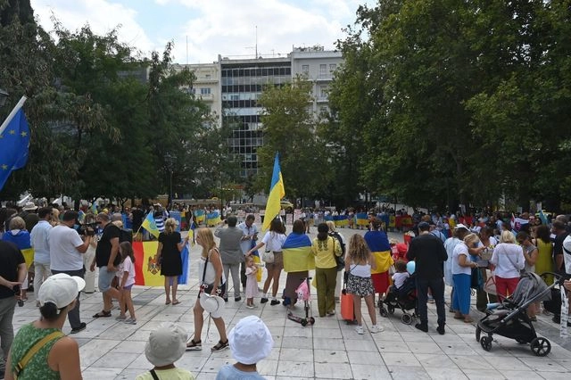 Συγκέντρωση Ουκρανών στο Σύνταγμα για την Ημέρα Ανεξαρτησίας