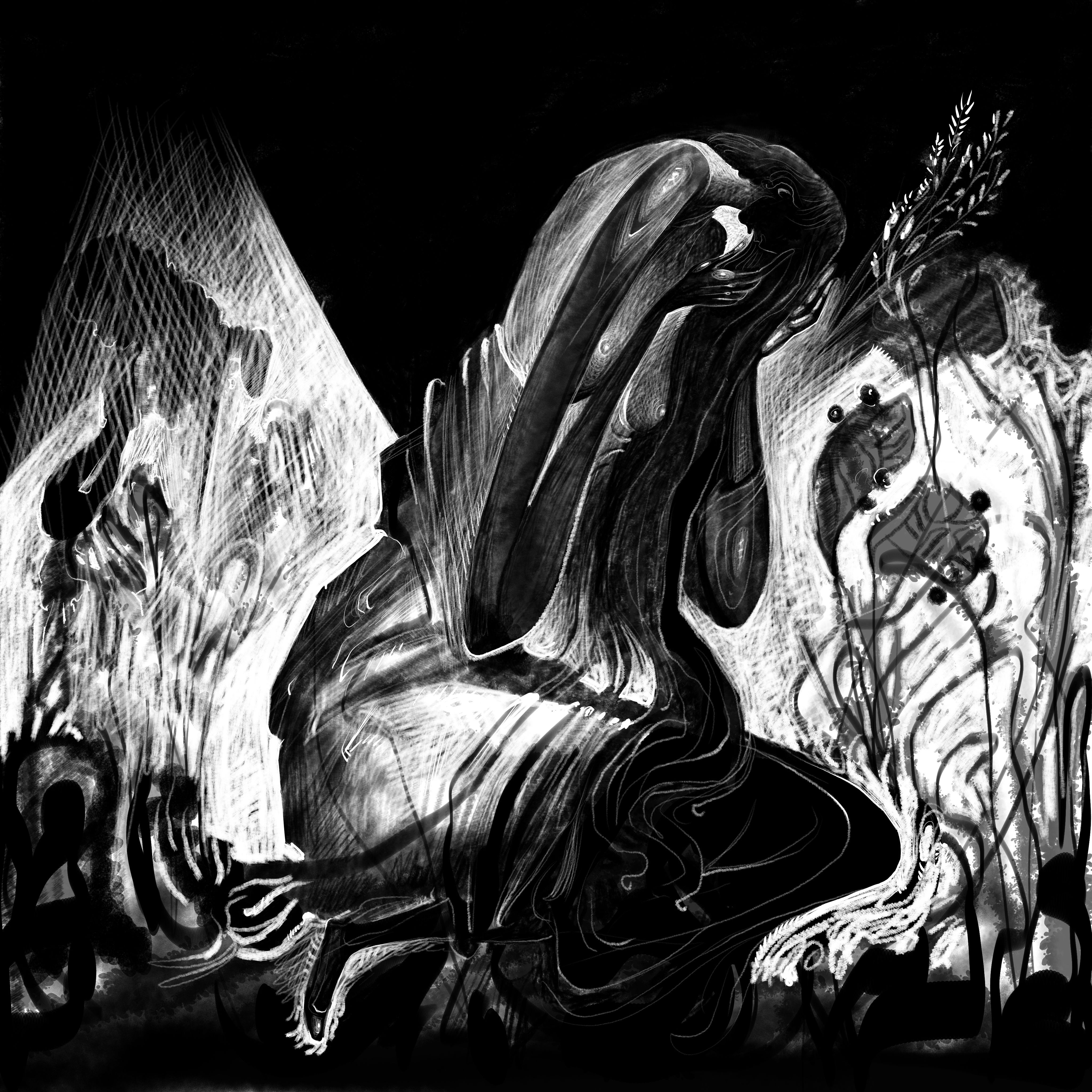 Mets Arts Center, Giorgos Kordis, Τhe woman of longing, 2017, digital painting on canvas, 100 x 100 cm