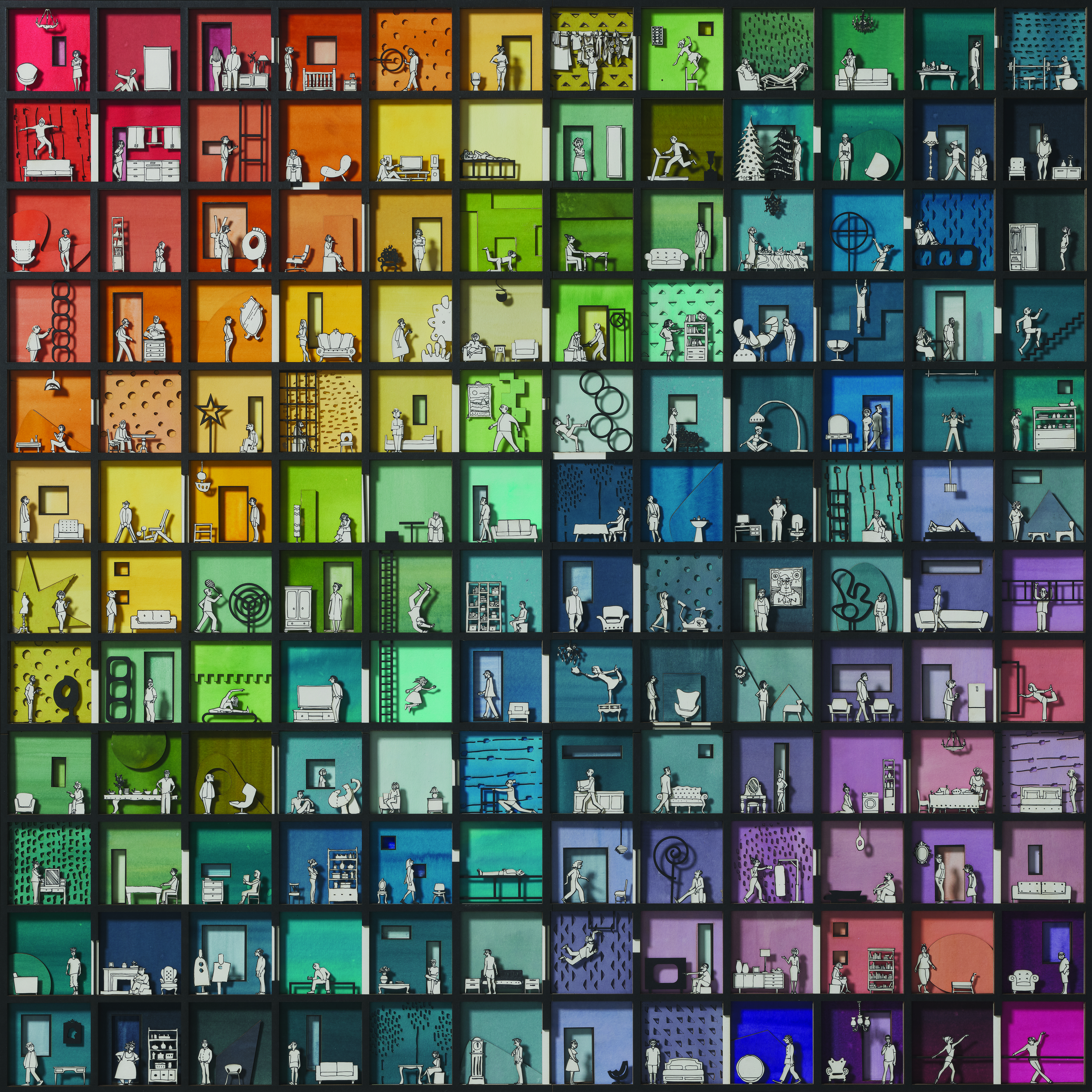 agathi - kartalos, Philippos Photiadis, Color Coded, 2024, mixed media, 86 x 86 x 3 cm