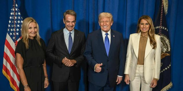 Στη δεξίωση του Τραμπ ο Κυριάκος Μητσοτάκης με τη σύζυγό του