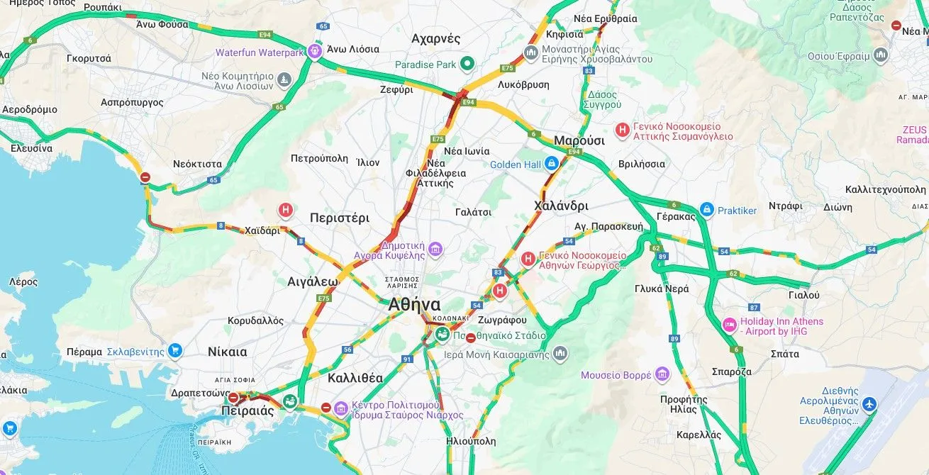 Η κίνηση στους δρόμους στις 11:35
