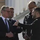 Κιρ Στάρμερ, Εμανουέλ Μακρόν, Φρίντριχ Μερτς και Βολοντίμιρ Ζελένσκι