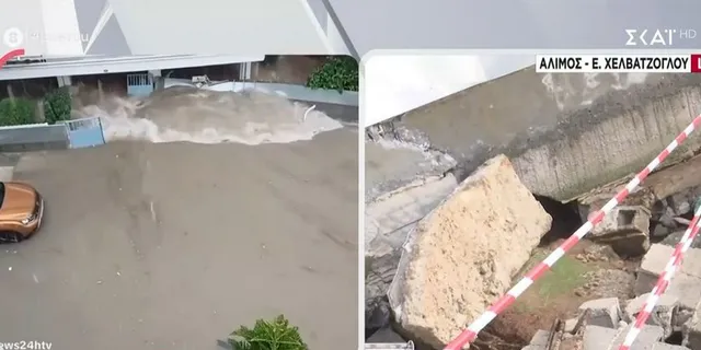 Κατέρρευσε μάντρα πολυκατοικίας στον Άλιμο