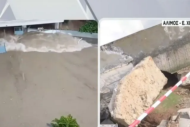 Κατέρρευσε μάντρα πολυκατοικίας στον Άλιμο