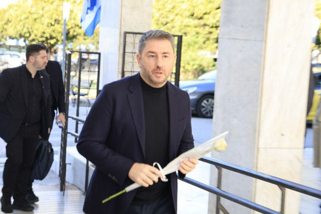 Ο Νίκος Ανδρουλάκης στην κηδεία της Σύλβας Ακρίτα στο Α' Νεκροταφείο Αθηνών