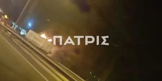 Ηράκλειο: Στις φλόγες φορτηγό στον ΒΟΑΚ