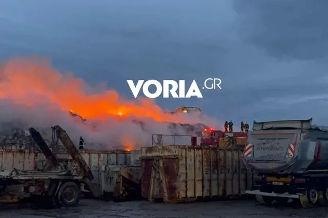 Θεσσαλονίκη: Πυρκαγιά σε εταιρεία ανακύκλωσης στα Διαβατά