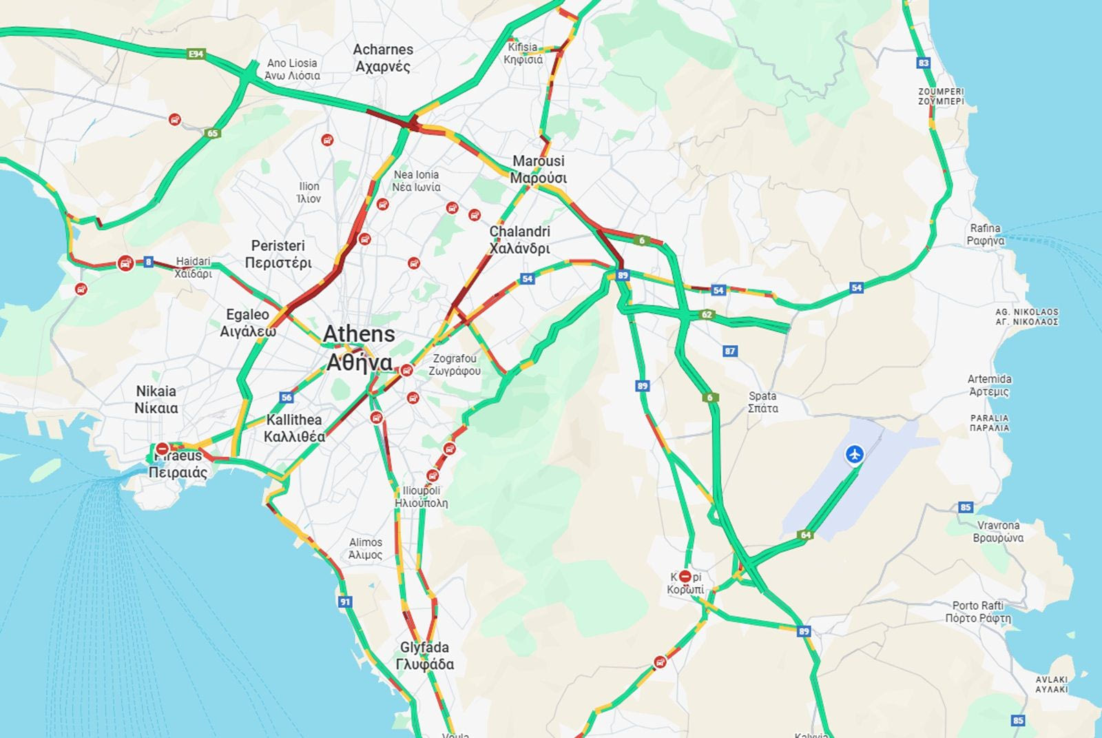 Κίνηση στους δρόμους της Αττικής