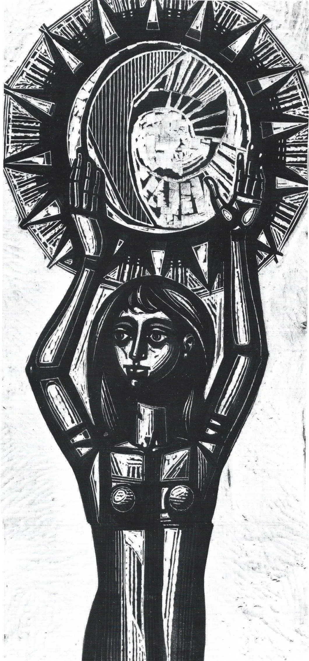 Α. Τάσσος, Αύριο θα κάμει ξαστεριά, 1973, ξυλογραφία, 111 x 52 εκ., ΣυλλογήΕταιρείας Εικαστικών Τεχνών Α. Τάσσος