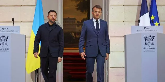 Εμανουέλ Μακρόν και Βολοντίμιρ Ζελένσκι