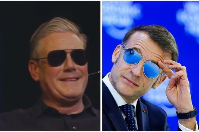 Κιρ Στάρμερ και Εμανουέλ Μακρόν με γυαλιά τύπου Top Gun