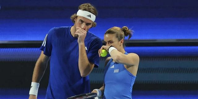 Ο Στέφανος Τσιτσιπάς με τη Μαρία Σάκκαρη