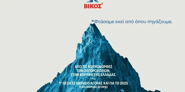 Βίκος: Πρώτη θέση το 2025 για το φυσικό μεταλλικό νερό με μερίδιο 19,8%