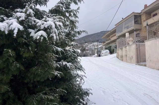 Χιόνια στην περιοχή του Χορτιάτη, στη Θεσσαλονίκη