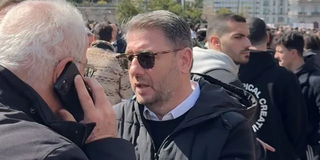 Ο Νίκος Ανδρουλάκης στη συγκέντρωση για τα Τέμπη