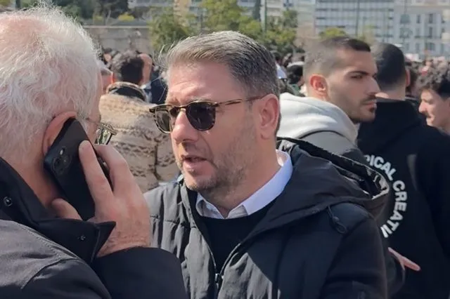 Ο Νίκος Ανδρουλάκης στη συγκέντρωση για τα Τέμπη