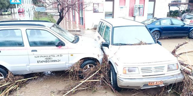 Η Λήμνος πνίγηκε στις λάσπες – Σοβαρά προβλήματα από την κακοκαιρία