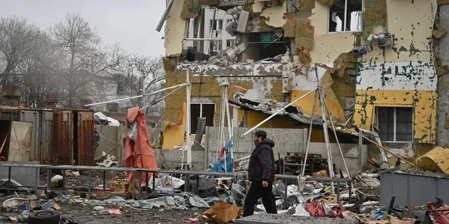 Γειτονιά της Οδησσού στην Ουκρανία μετά από ρωσική επίθεση