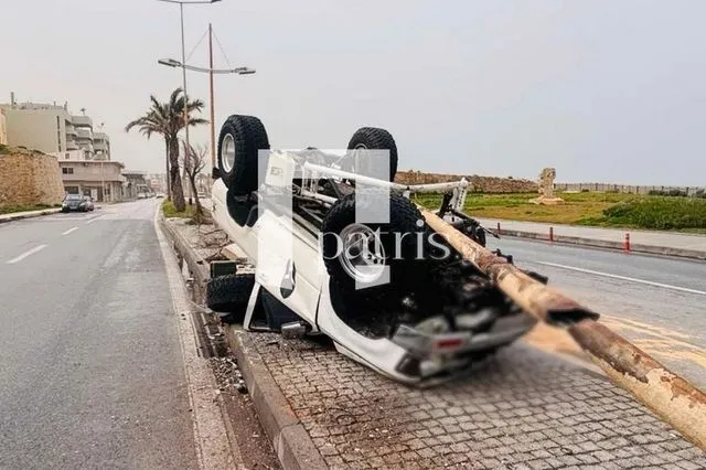 Τροχαίο με ανατροπή στην παραλιακή Ηρακλείου – Στο νοσοκομείο ένας 50χρονος
