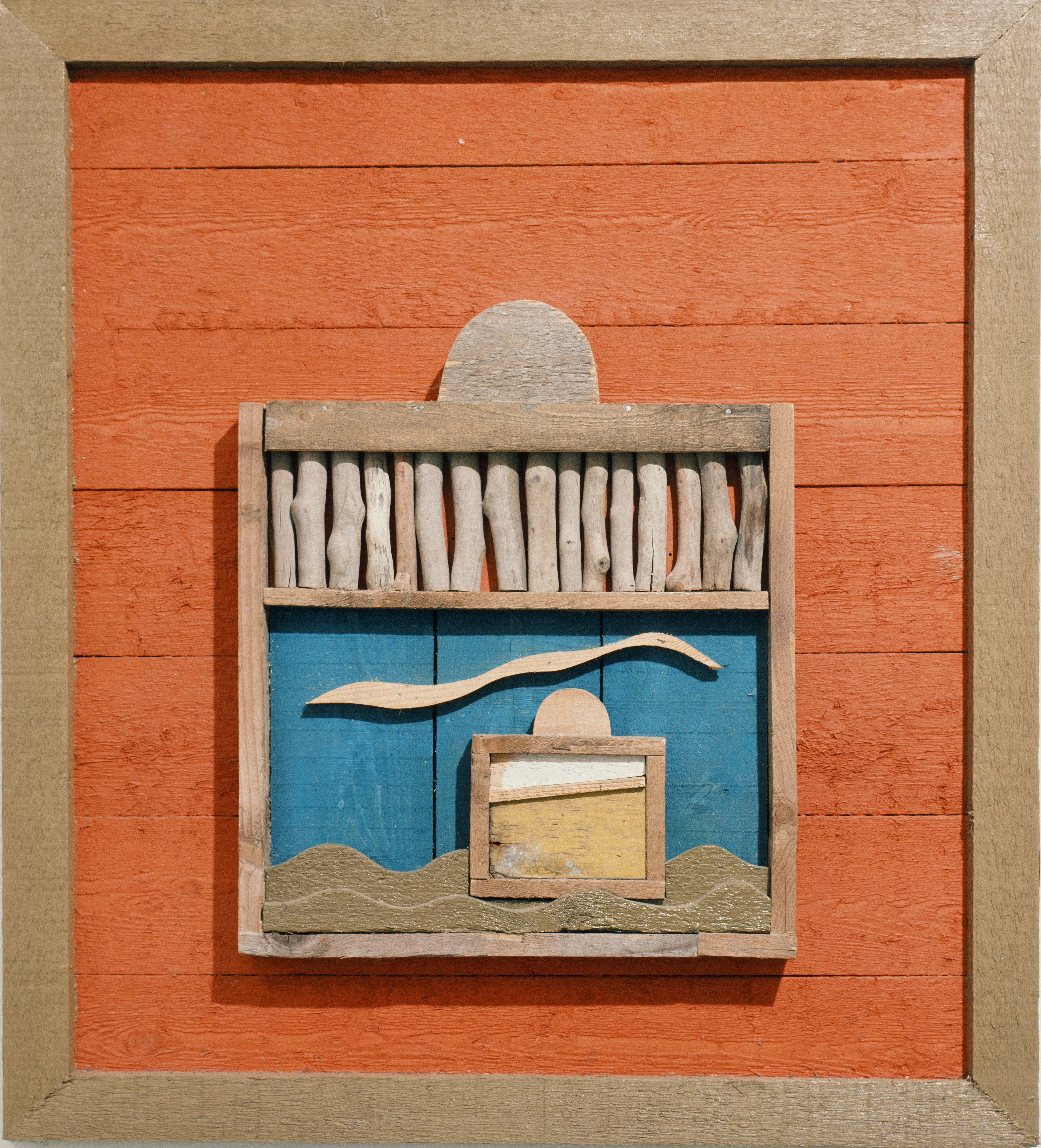 Χωρίς τίτλο, 1977 84 x 75 x 6 εκ., ξύλο, λάδι, ξύλα από παραλία © The Estate of Alexis Akrithakis