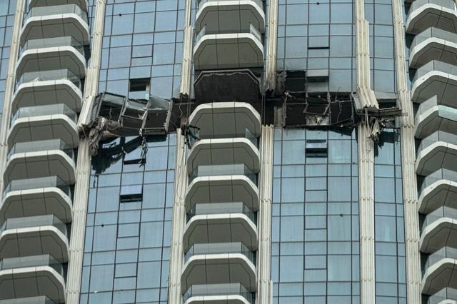 Τρύπα σε κτήριο στο Ντουμπάι από drone
