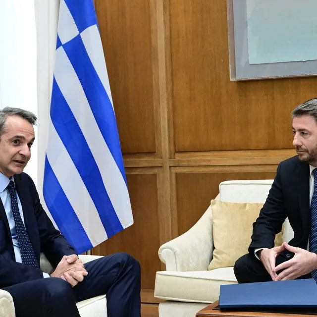 Συνάντηση του πρωθυπουργού Κυριάκου Μητσοτάκη με τον Πρόεδρο του ΠΑΣΟΚ - Κινήματος Αλλαγής, Νίκο Ανδρουλάκη, φωτογραφία αρχείου