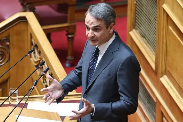 Ο Κυριάκος Μητσοτάκης στο βήμα της Βουλής