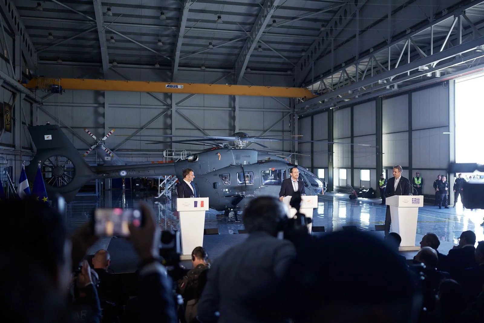 Εμανουέλ Μακρόν, Κυριάκος Μητσοτάκης και Νίκος Χριστοδουλίδης