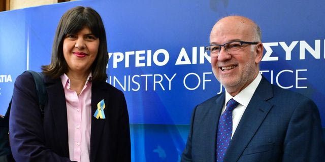 Συνάντηση του υπουργού Δικαιοσύνης Γιώργου Φλωρίδη με την επικεφαλής της Ευρωπαϊκής Εισαγγελίας, Λάουρα Κοβέσι, στο υπουργείο Δικαιοσύνης -Τετάρτη 22 Απριλίου 2026