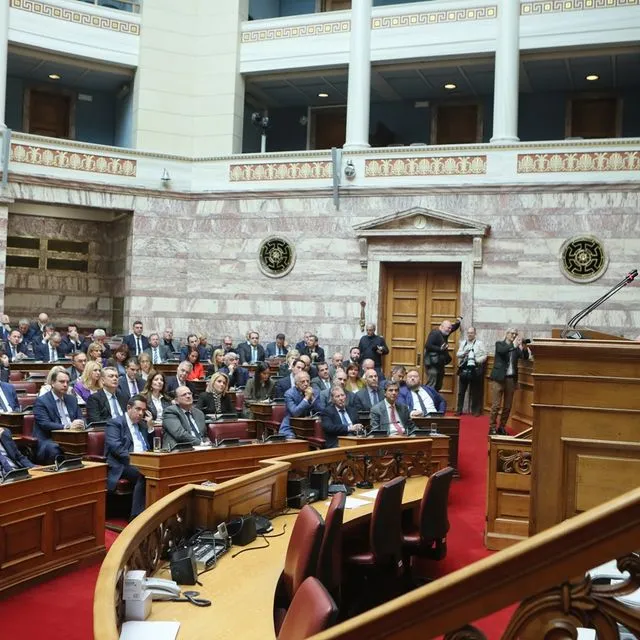 Στιγμιότυπο συνεδρίαση της Κοινοβουλευτικής Ομάδας της Νέας Δημοκρατίας υπό τον Κυριάκο Μητσοτάκη