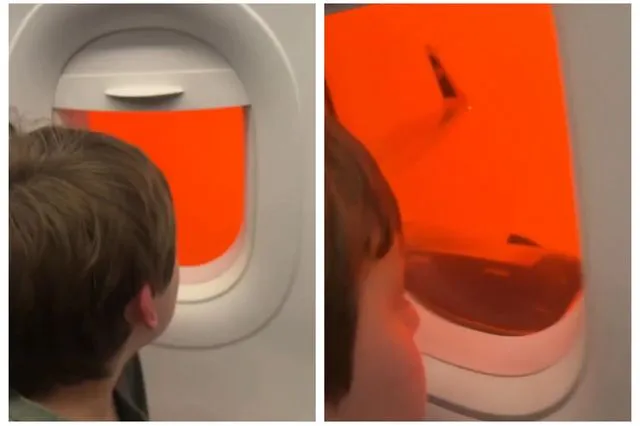 Κρήτη: Ο πορτοκαλί ουρανός από την αφρικανική σκόνη μέσα από το παράθυρο αεροπλάνου