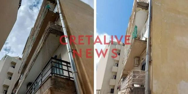 Ηράκλειο: Κατάρρευση τμήματος μπαλκονιού στο κέντρο της πόλης