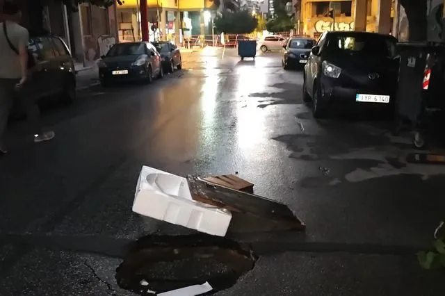 Μεταξουργείο: Καθίζηση εδάφους στη Θερμοπυλών – Άνοιξε τρύπα