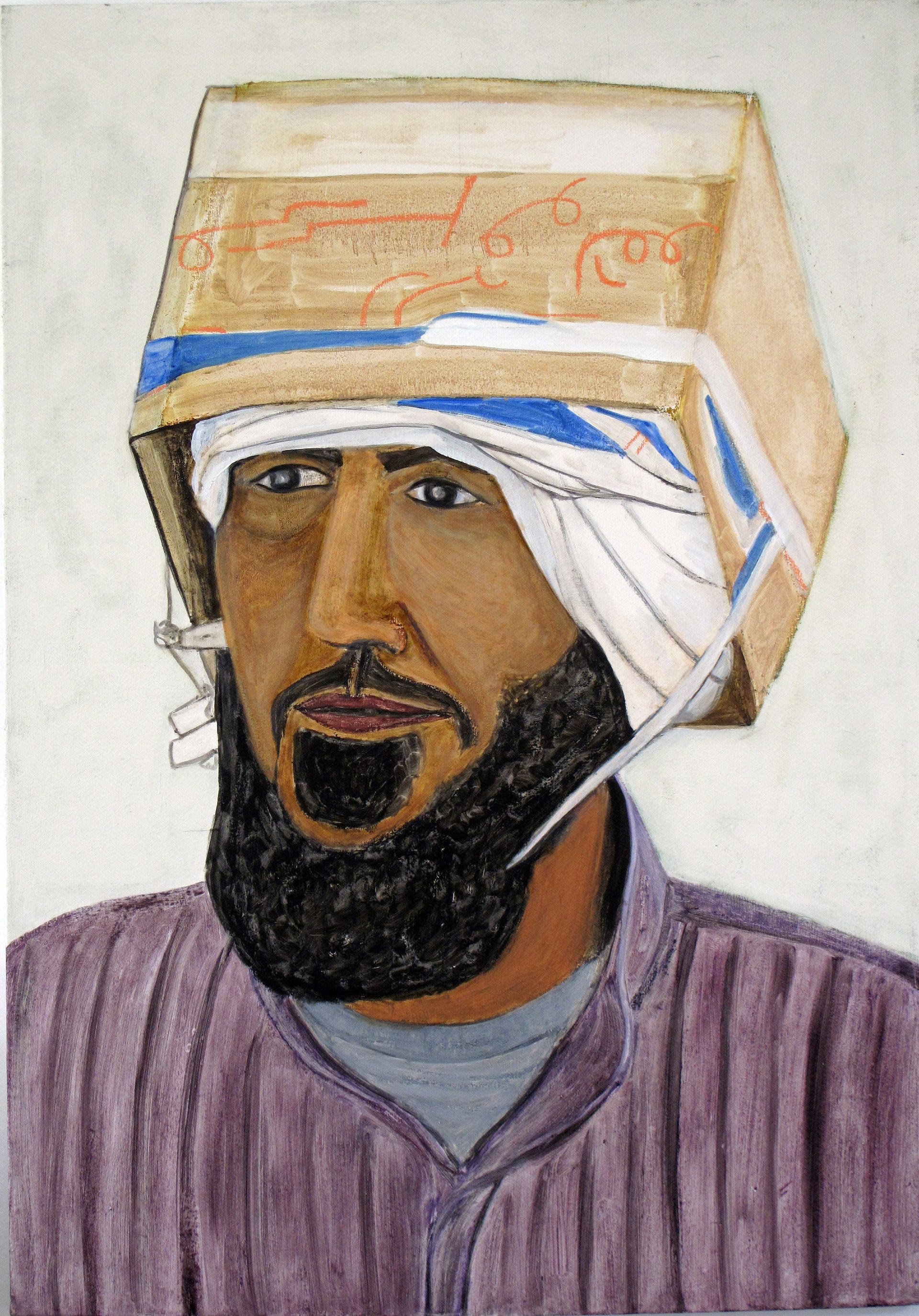 Ελένη Μυλωνά, Box Man, 2011Λάδι σε καμβά, 76.3 x 107.8 εκ. Συλλογή ΕΜΣΤ 