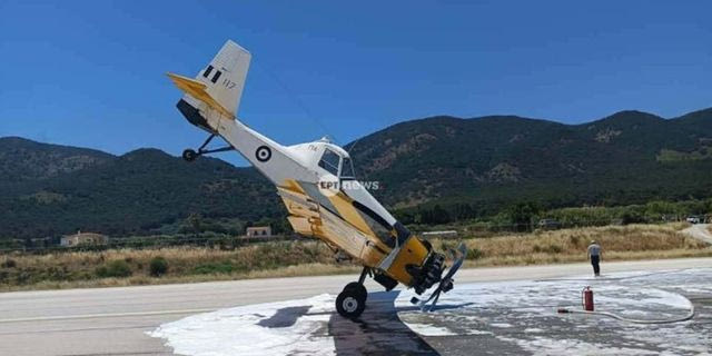 Αεροσκάφος PZL “καρφώθηκε” στο αεροδρόμιο Μυτιλήνης – Σώος ο πιλότος
