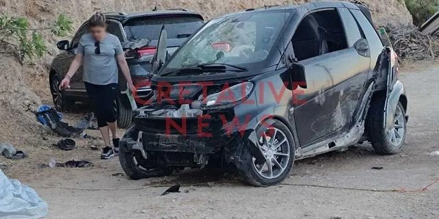 Τροχαίο ατύχημα στο Ηράκλειο – Smart έπεσε σε σταθμευμένα Ι.Χ