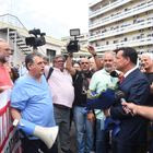 Συγκέντρωση εργαζομένων στο Ιπποκράτειο κατά την άφιξη του Υπουργού Υγείας Άδωνι Γεωργιάδη
