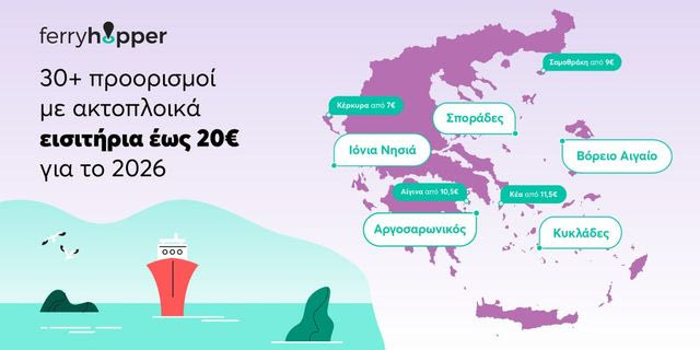Ferryhopper: Οι Προορισμοί με Ακτοπλοϊκά Εισιτήρια έως 20€ για το 2026