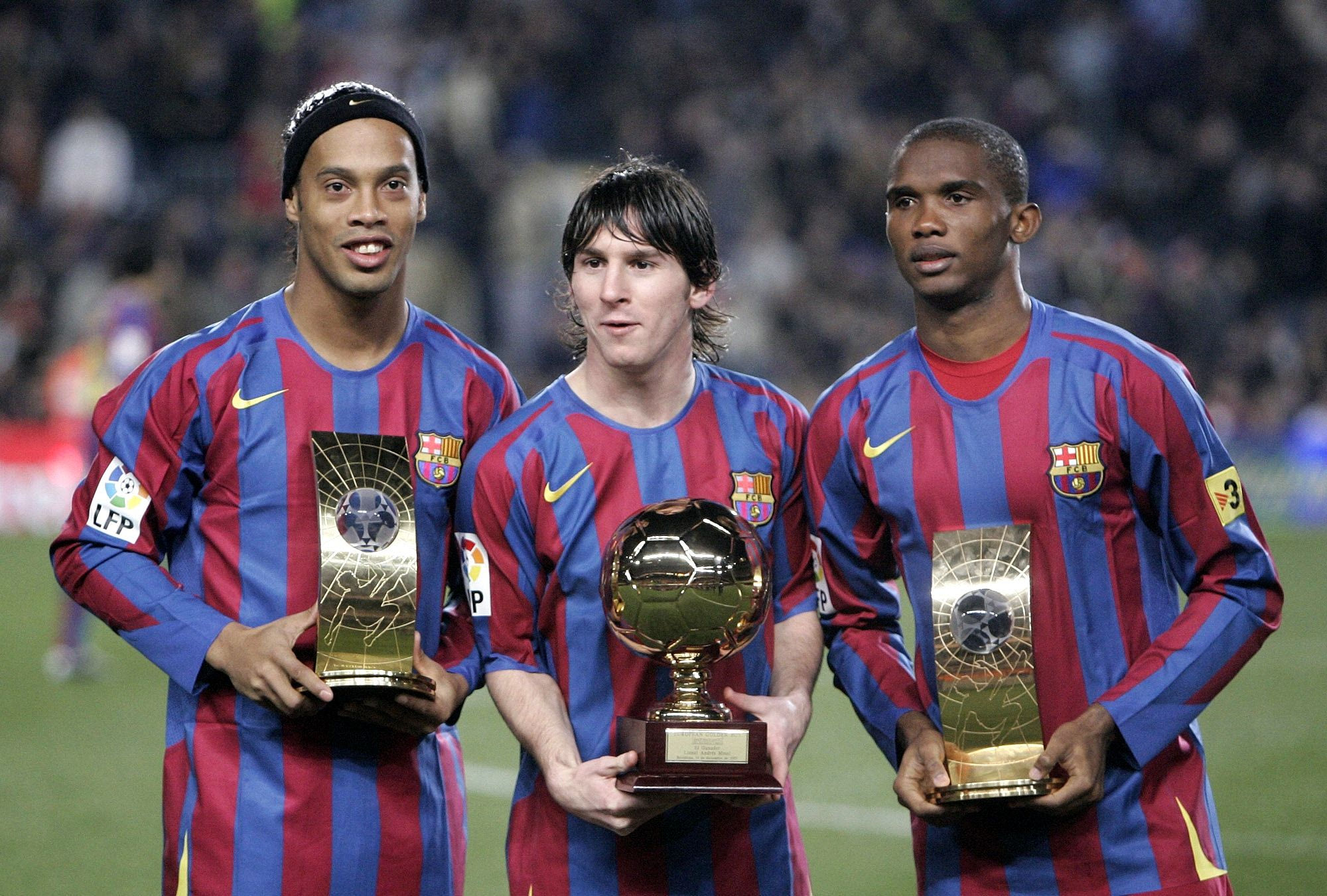 Ronaldinho, Samuel Eto'o, Leo Messi το 2005.