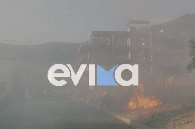 Μεγάλη φωτιά στην Κάρυστο κοντά σε σπίτια – Μήνυμα από 112 για εκκένωση