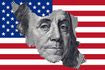 Map of Iran with a fragment of a 100 dollar bill of the United States of America on the background of the US flag. War between the USA and Iran.