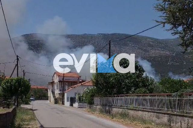 Καλύτερη η εικόνα της φωτιάς στην Κύμη – Είχε σταλεί μήνυμα 112 για εκκένωση