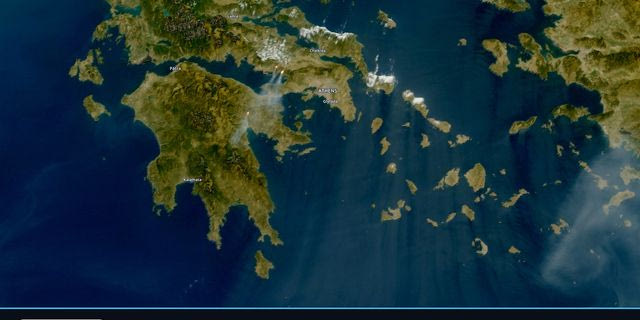 Δορυφορικές εικόνες από τις φωτιές σε Βοιωτία και Αργολίδα – Ο καπνός έφτασε μέχρι τη Λακωνία