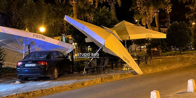 Ναύπλιο: ΙΧ εκτός ελέγχου έπεσε πάνω σε τραπεζοκαθίσματα πιτσαρίας