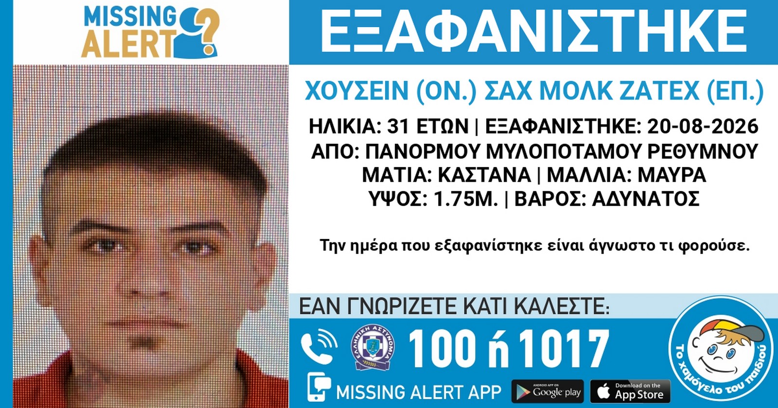Νέα εξαφάνιση στην Κρήτη – Αγνοείται 31χρονος στο Ρέθυμνο